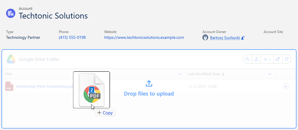 GDrive files drag &amp; drop