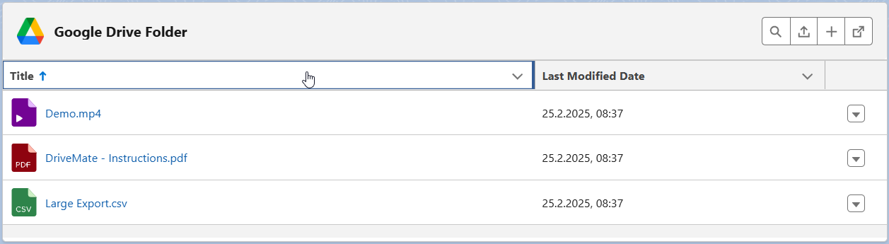 DriveMate component sorting
