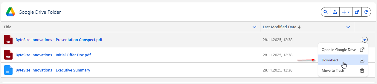 DriveMate Google Drive Folder component - downloading file