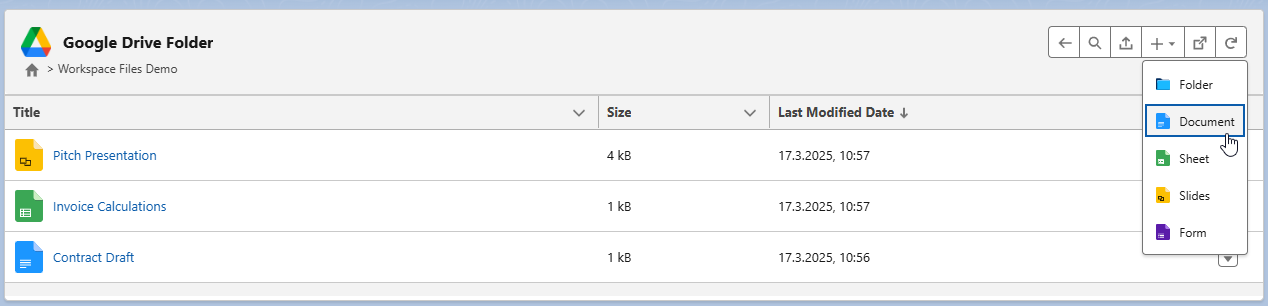 Workspace files creation